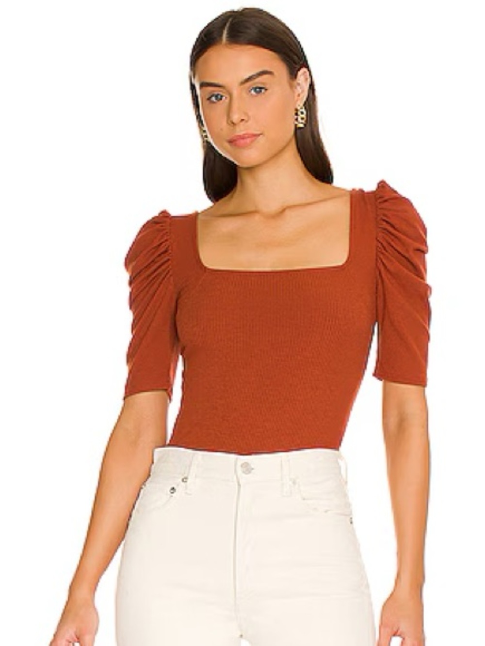 Free People Square Neck Ribbed Night Lily Top Small
